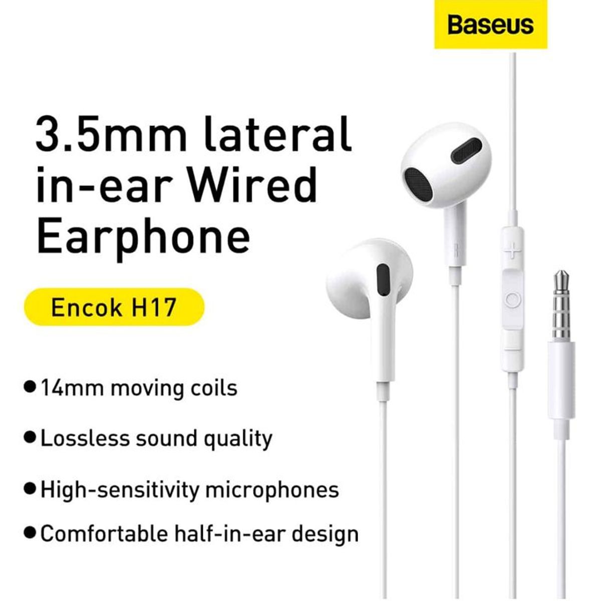 BASEUS - Audifonos Baseus H17 Jack 35mm C Microfono Para Xiaomi Samsung Android Apple