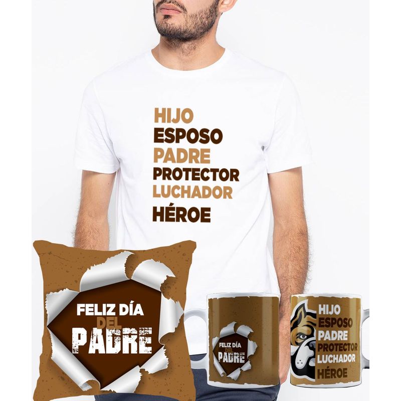 GENERICO - Pack regalo Pit Bull papá -  unisex blanco