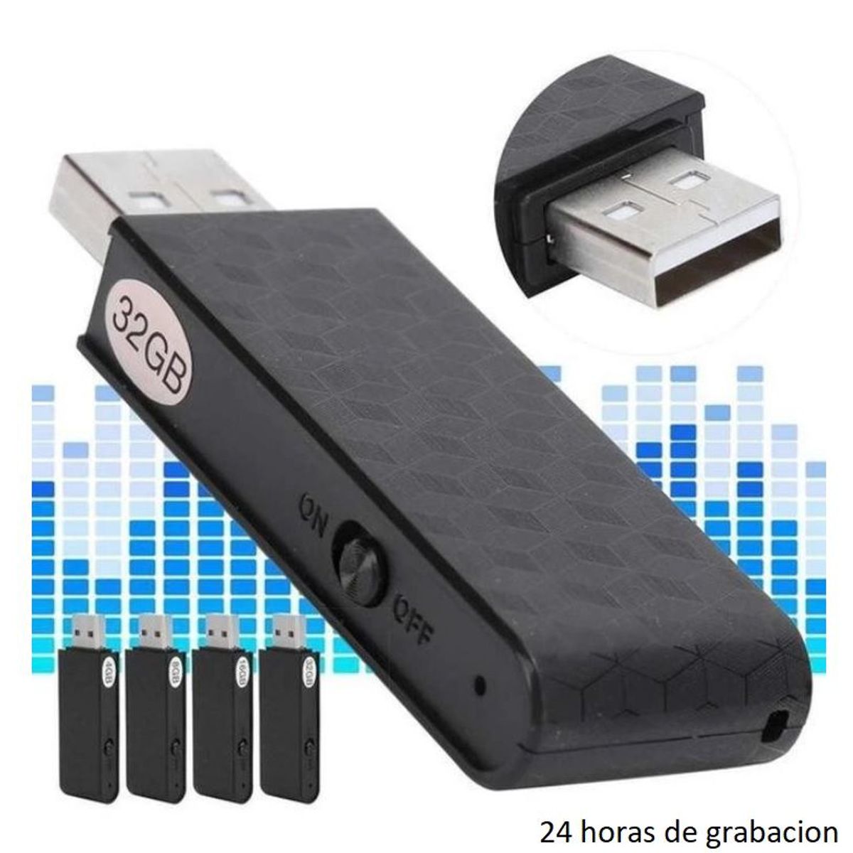 OEM - Grabadora De Voz USB Espia 32Gb - Solumatica - 24 horas de Grabacion
