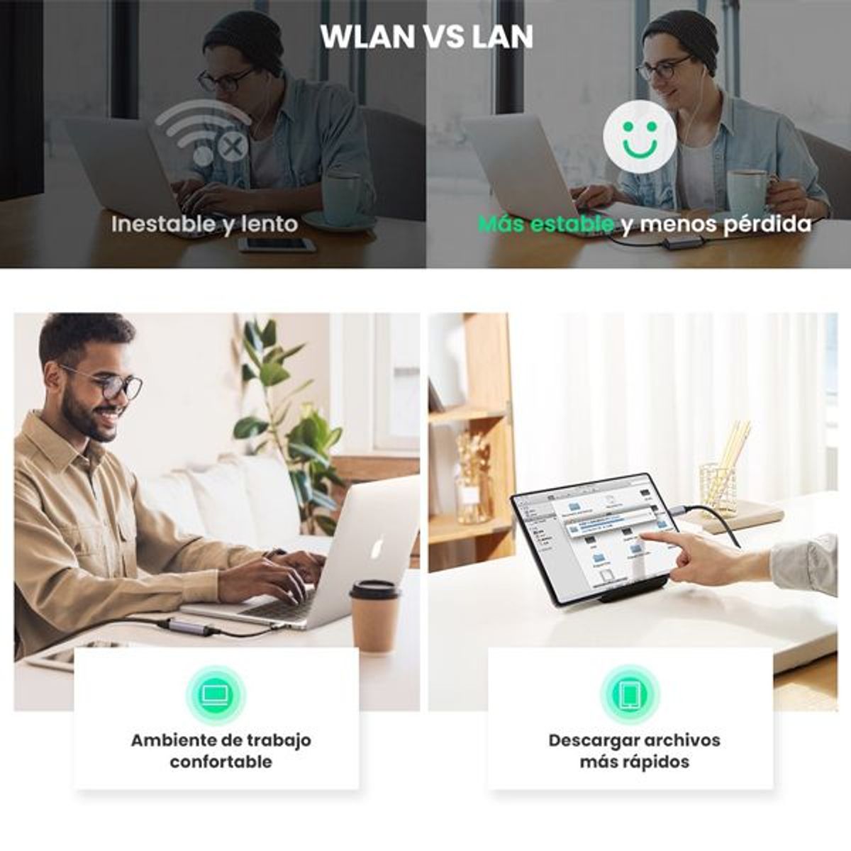 UGREEN - Adaptador UGREEN USB-C a Ethernet RJ45 MacBook Laptop Chromebook