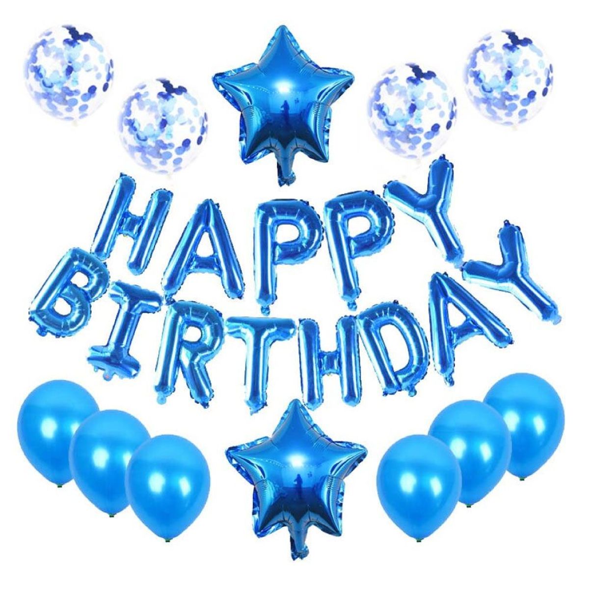 GENERICO - Set de globos Happy Birthday AZUL.