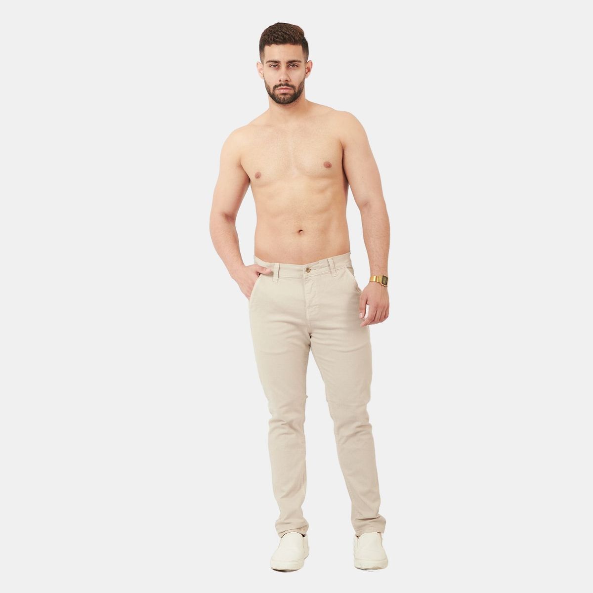 SAN COSME - Pantalón Chino Drill Hombre Hueso