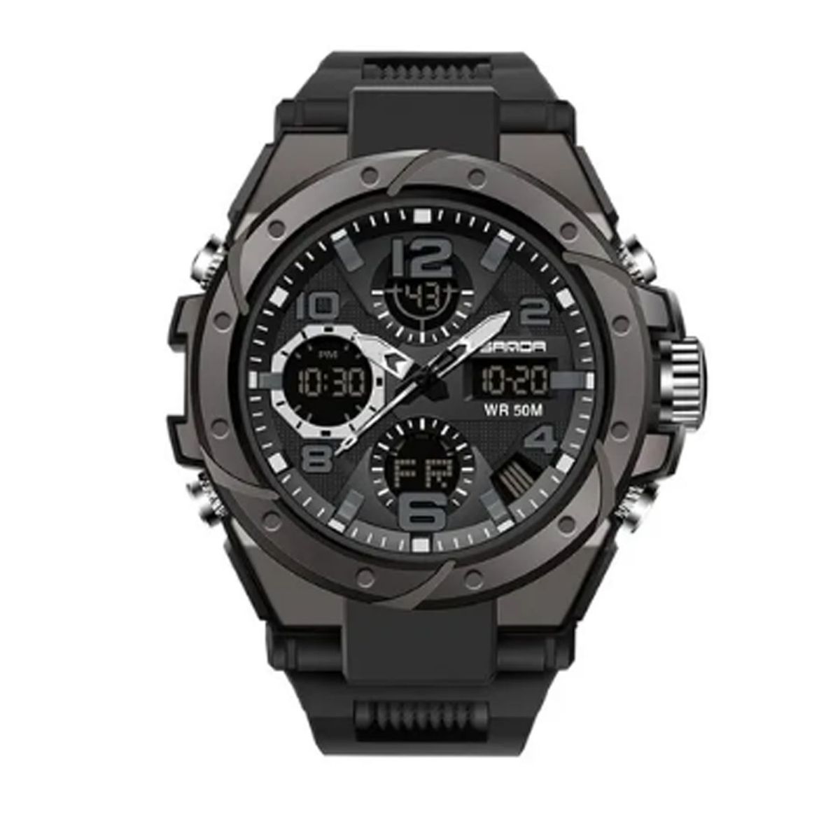 SANDA - RELOJ MODA Hombre Deportivo Analógico Digital Negro - SANDA 6008
