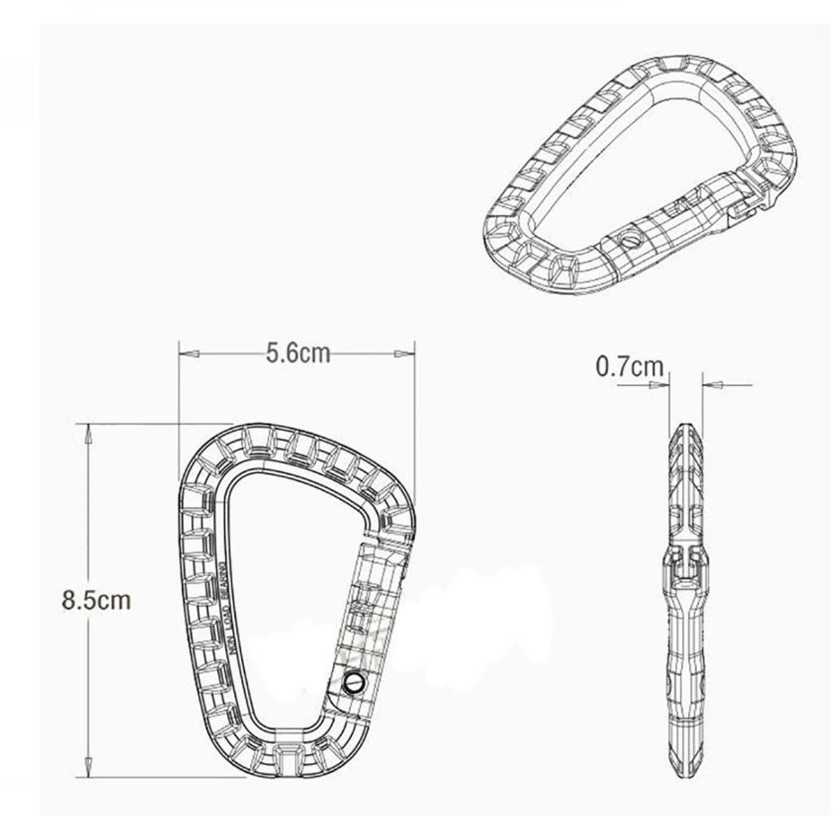 GENERICO - Mosquetón plástico D llavero OUTDOOR  para molle