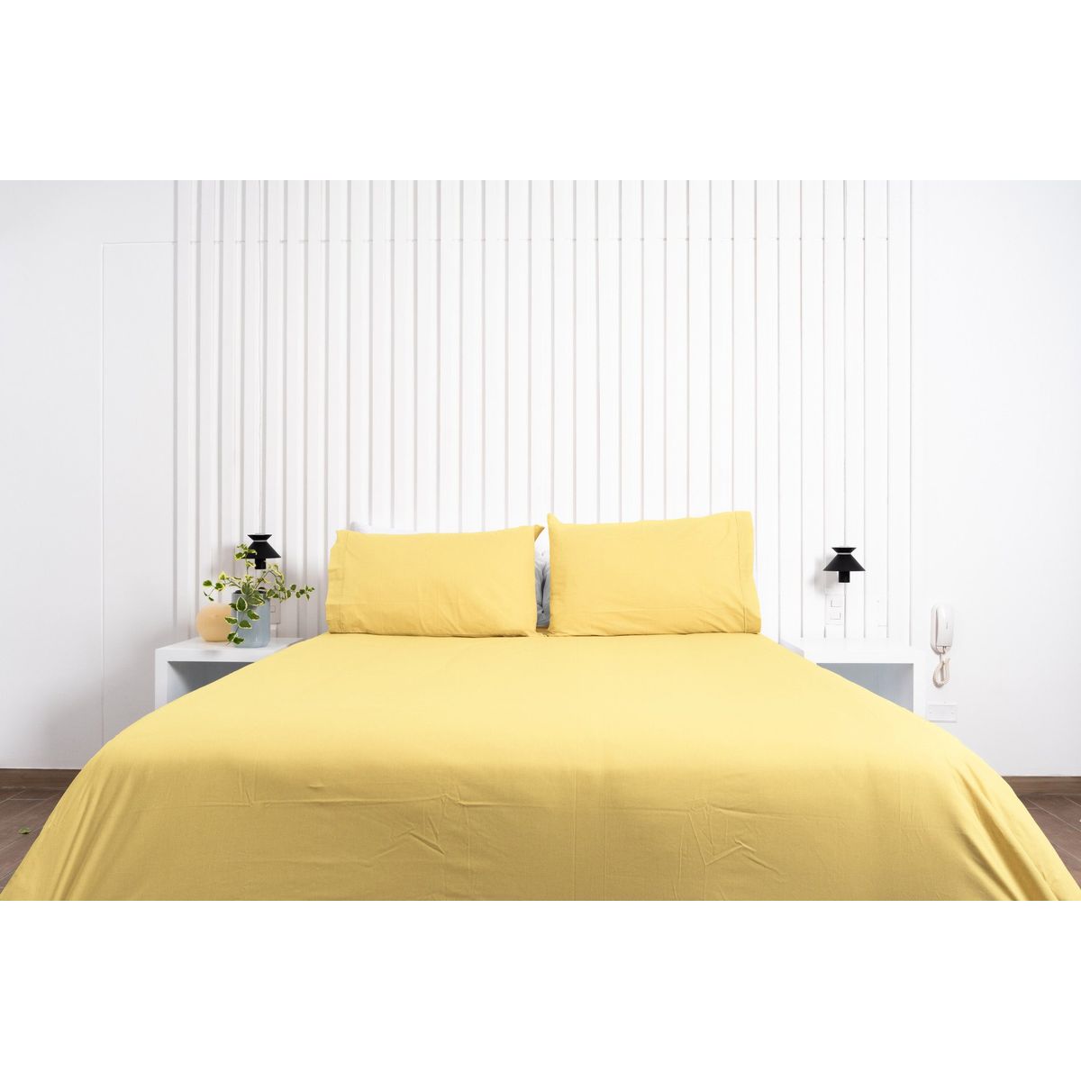 COBITEX HOME - Juego de sábanas Lisas Amarillo 1 .5 plz Cobitex 100% algodón