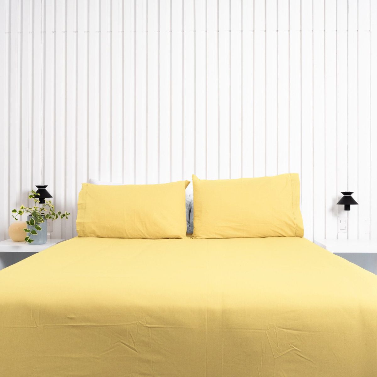 COBITEX HOME - Juego de sábanas Lisas Amarillo King Cobitex 100 algodón