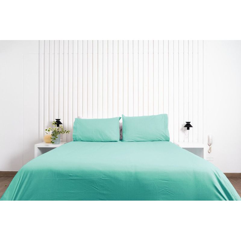 COBITEX HOME - Juego de sábanas Lisas Turquesa 1.5 plz Cobitex 100% algodón