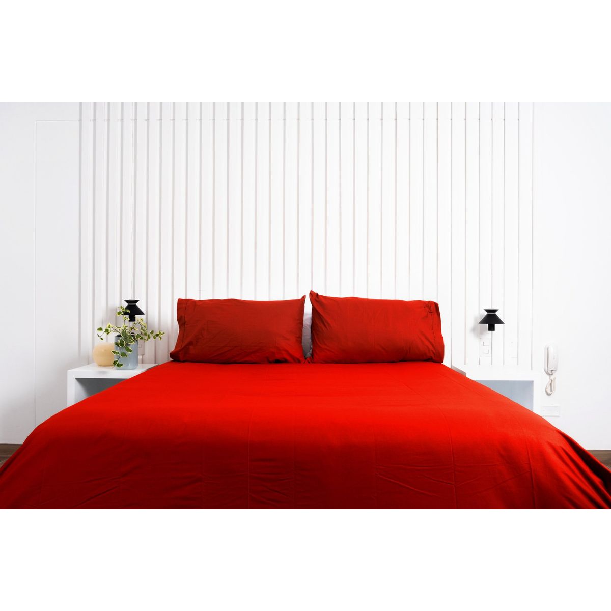 COBITEX HOME - Juego de sábanas Lisas Rojo King Cobitex 100 algodón