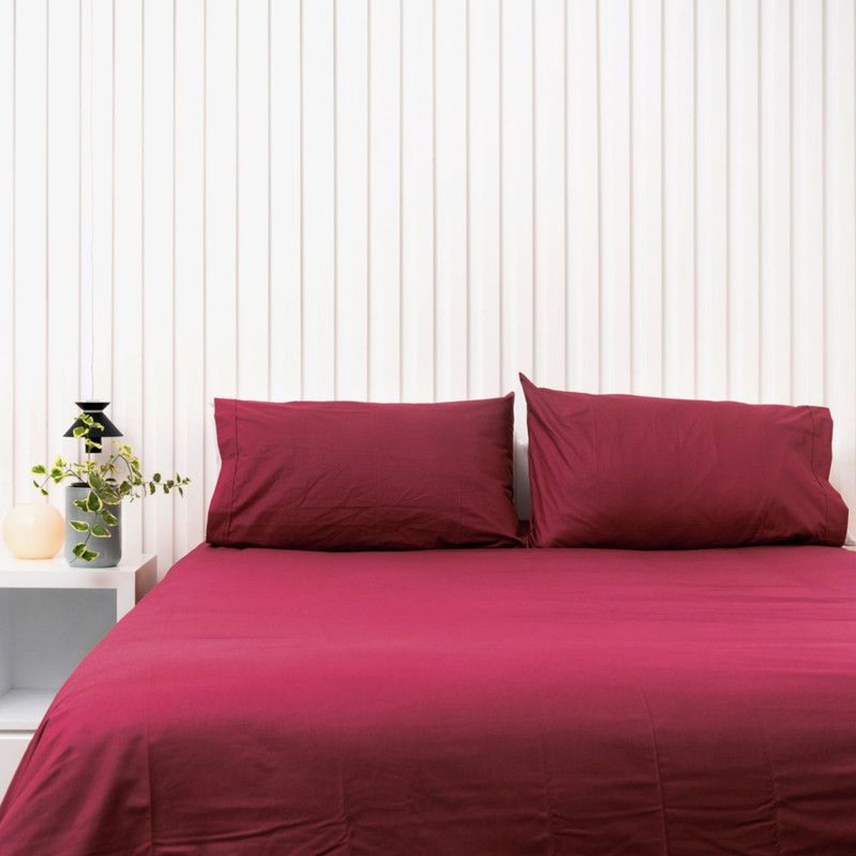 COBITEX HOME - Juego de sábanas Lisas Guinda Queen Cobitex 100 algodón