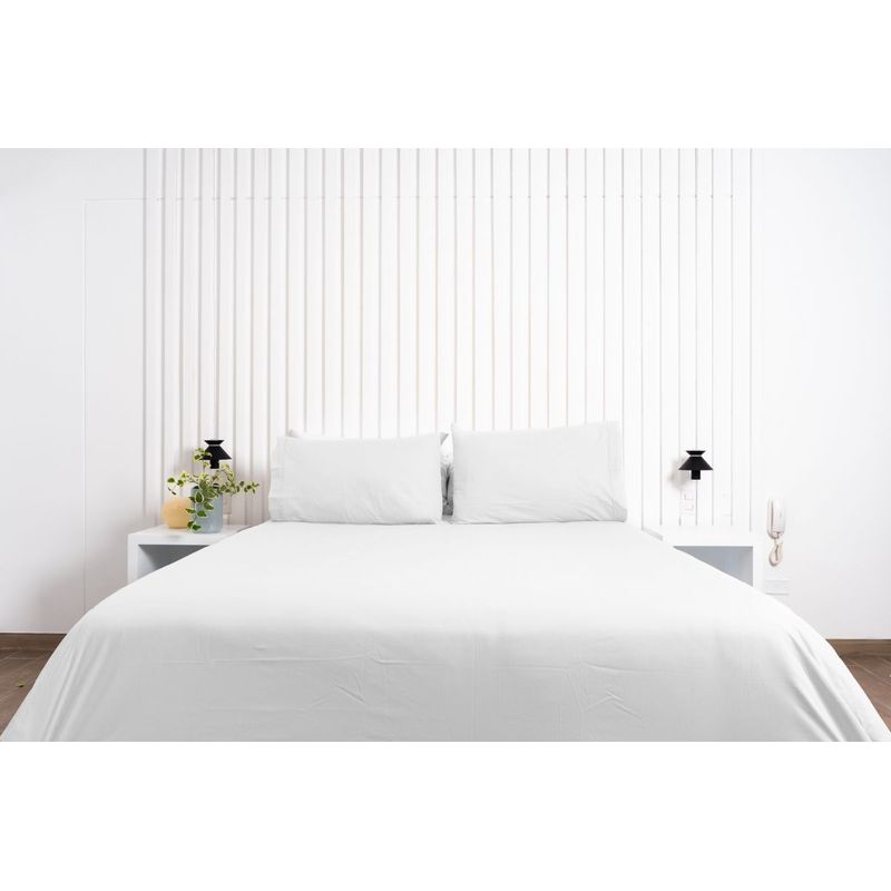 COBITEX HOME - Juego de sábanas Lisas Blanco 400h 1.5 plz Cobitex 100% algodón.