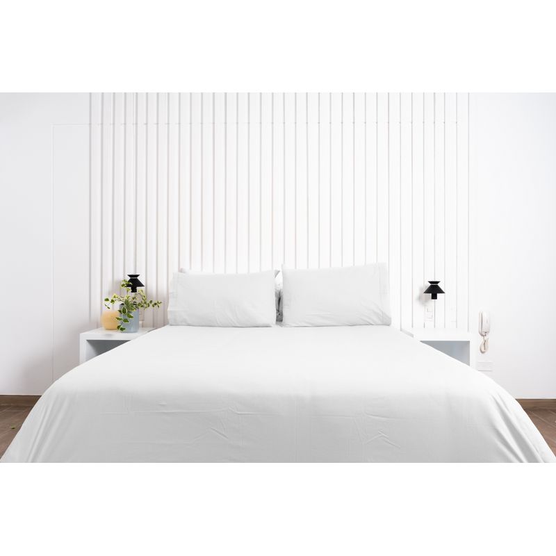 COBITEX HOME - Juego de sábanas Lisas Blanco 500h Queen Cobitex 100 algodón.