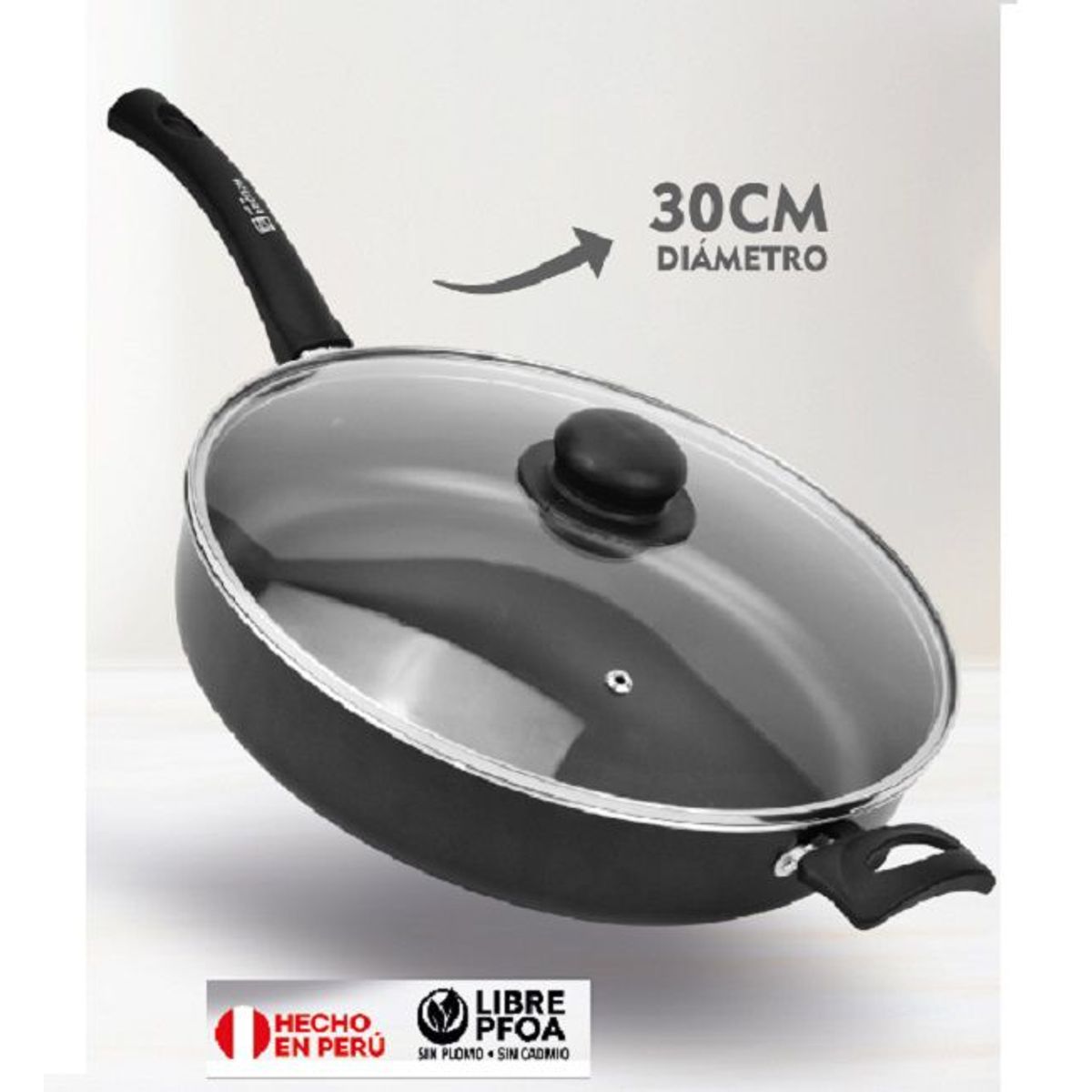 FACUSA - Cacerola 30 cm Con tapa de Vidrio Facusa