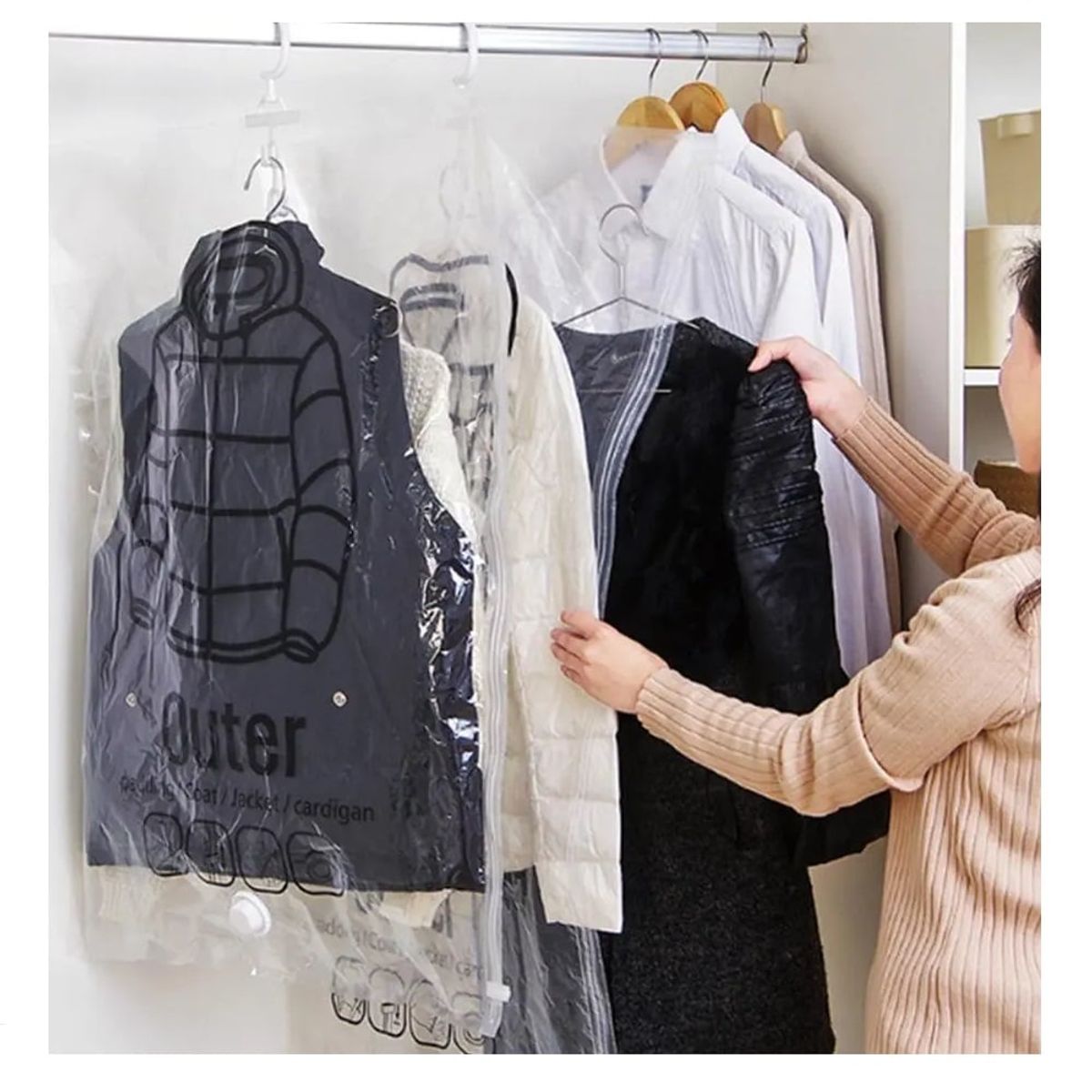 GENERICO - Pack 04 Bolsas compresoras de aire para guardar sacos