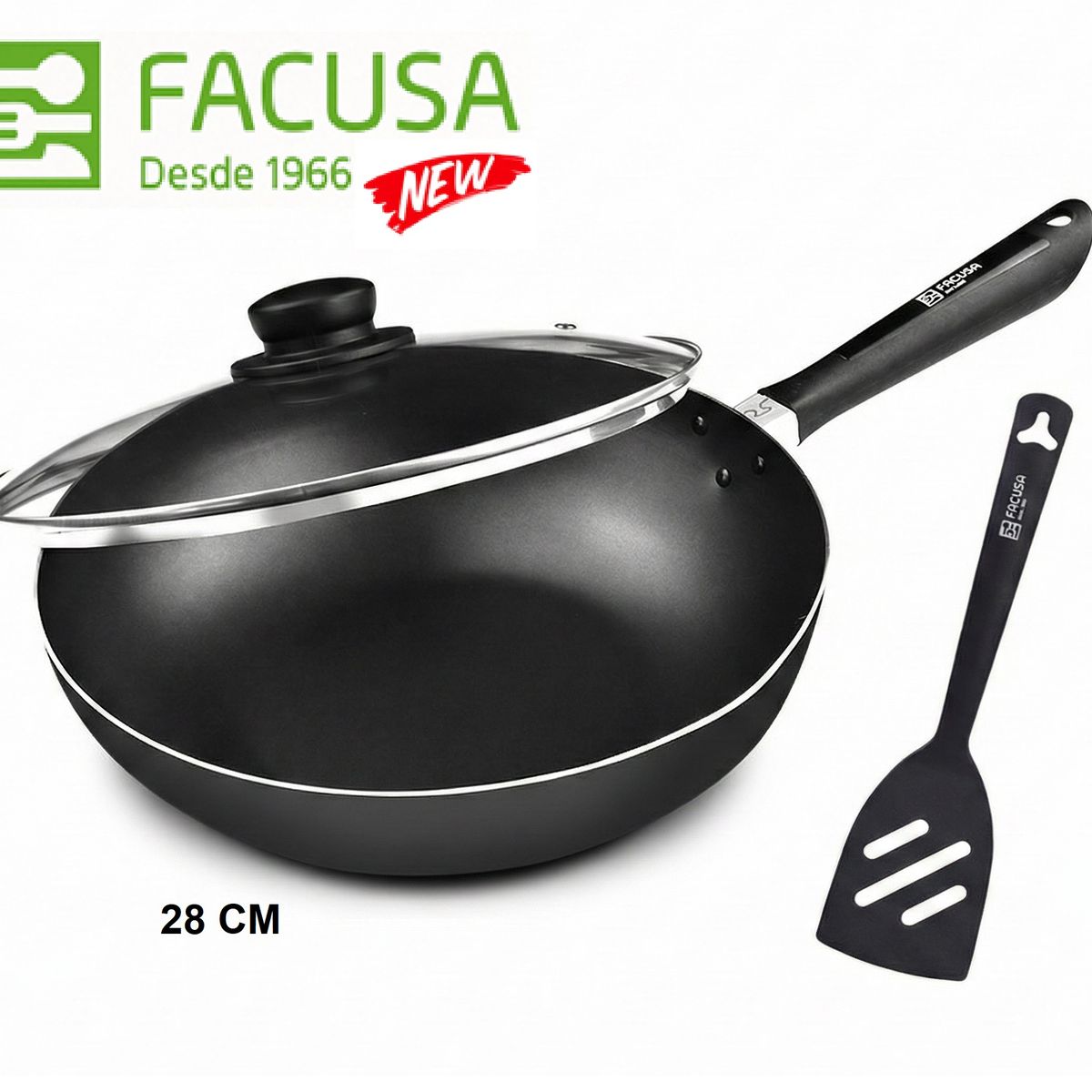 FACUSA - Sarten  28 cm. Con tapa de Vidrio Facusa