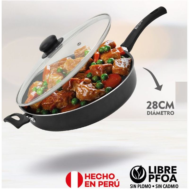 FACUSA - Sarten  28 cm. Con tapa de Vidrio Facusa