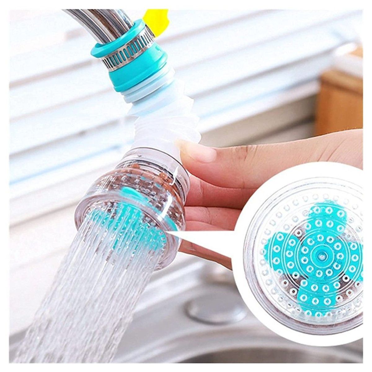 GENERICO - Filtro Ahorrador de Agua para Caño Ajustable Celeste