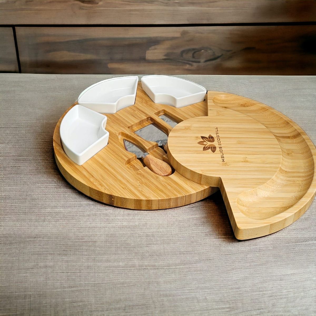 GENERICO - Tabla grande redonda para Quesos Charcutería con sistema giratorio