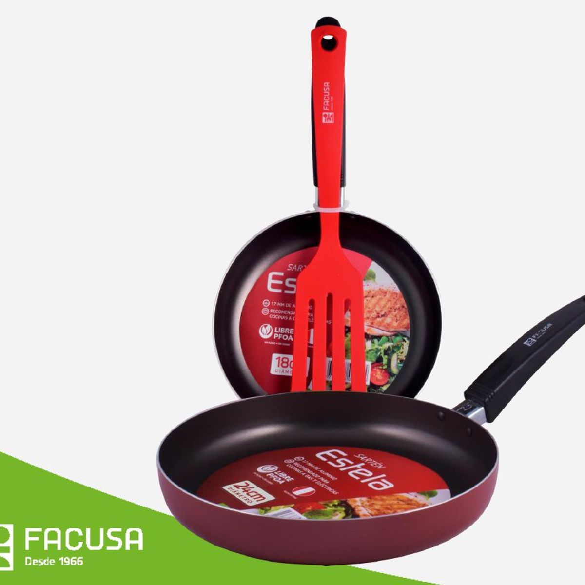 FACUSA - Set de Sartenes Facusa Roja 24cm y 18  cm