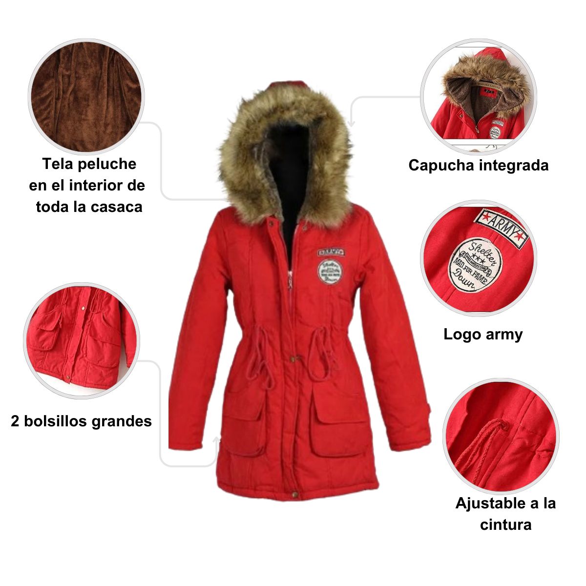 GENERICO - Casaca Parka Abrigo de Invierno Para Mujer