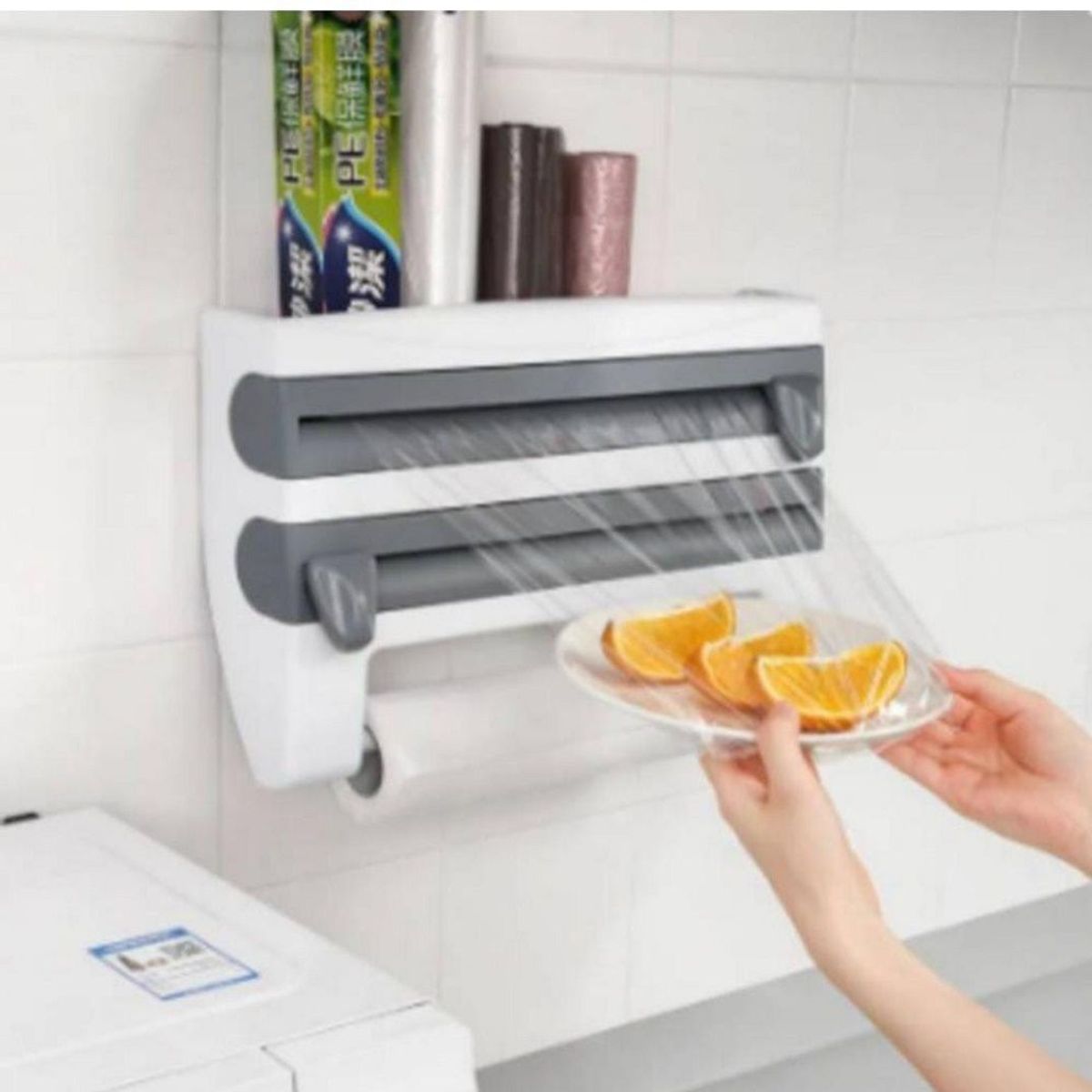 GENERICO - Dispensador Organizador de Papel Toalla Film Aluminio 4 en 1