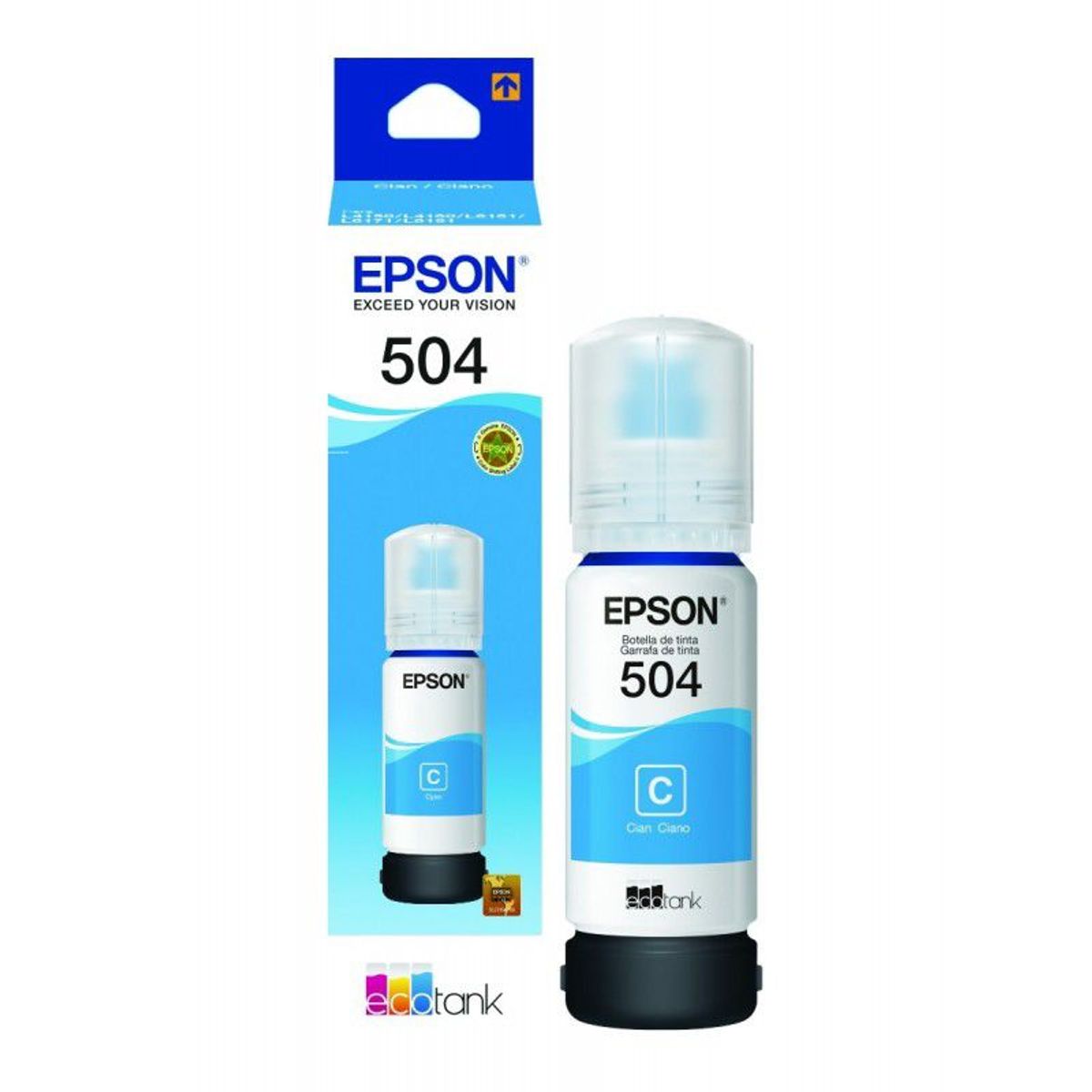 EPSON - Botella tinta EPSON T504 T504220 504 azul cian serie L 100% original