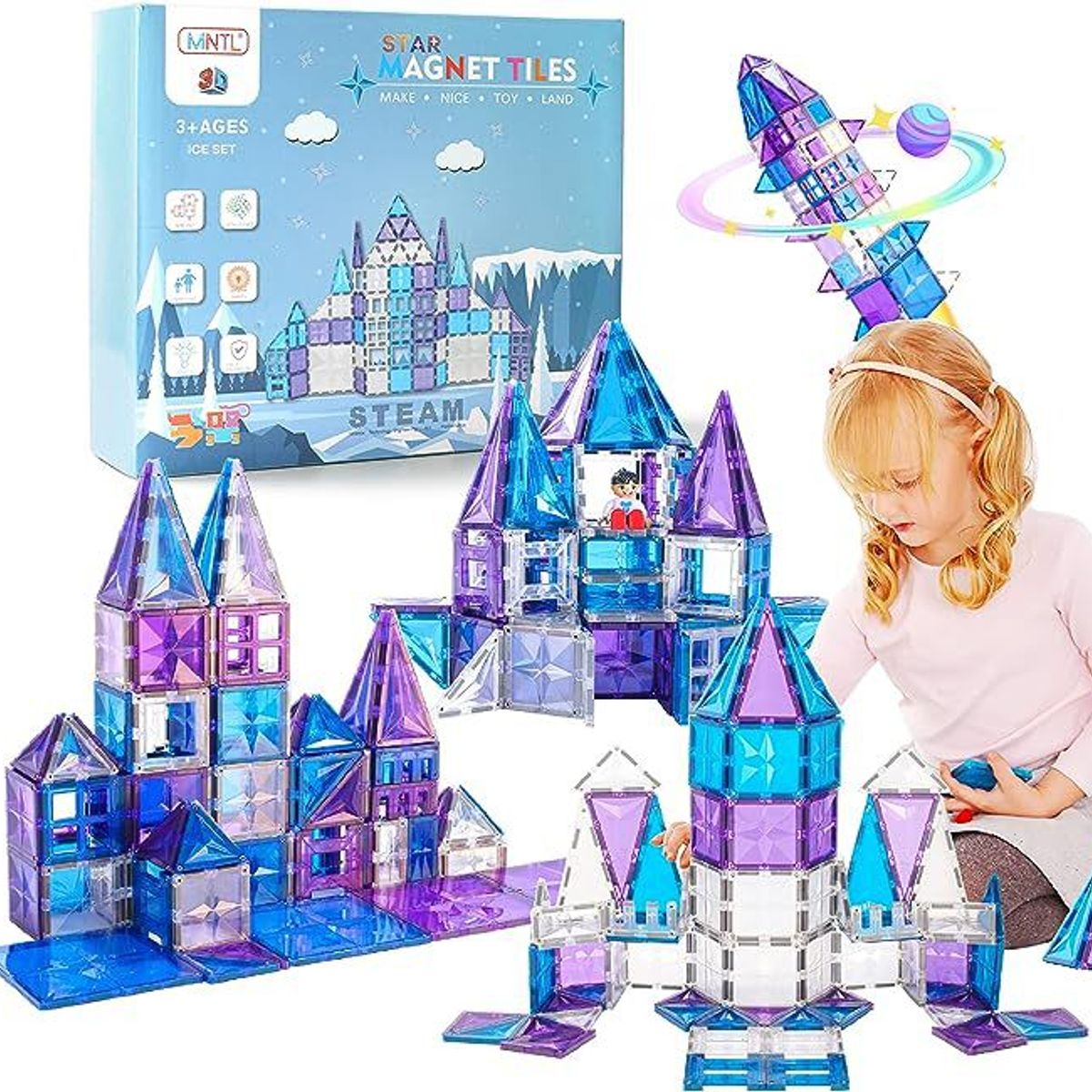 GENERICO - BLOQUES MAGNÉTICOS EDUCATIVOS 120 PIEZAS  SERIE ICE SET