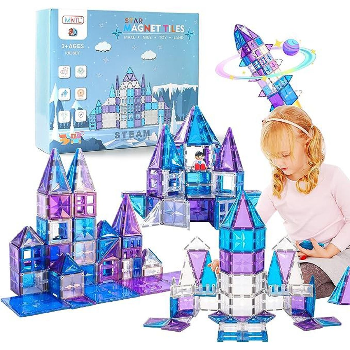 GENERICO - BLOQUES MAGNÉTICOS EDUCATIVOS 120 PIEZAS  SERIE ICE SET