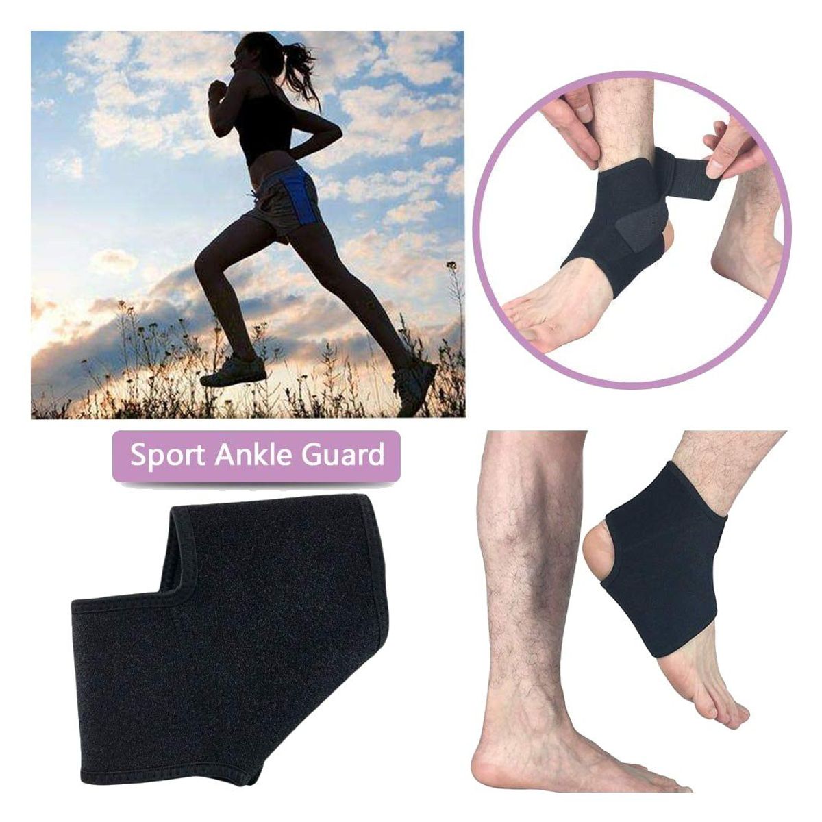 GENERICO - Soporte Ajustable para Tobillo Neoprene Tobillera 764 Negro