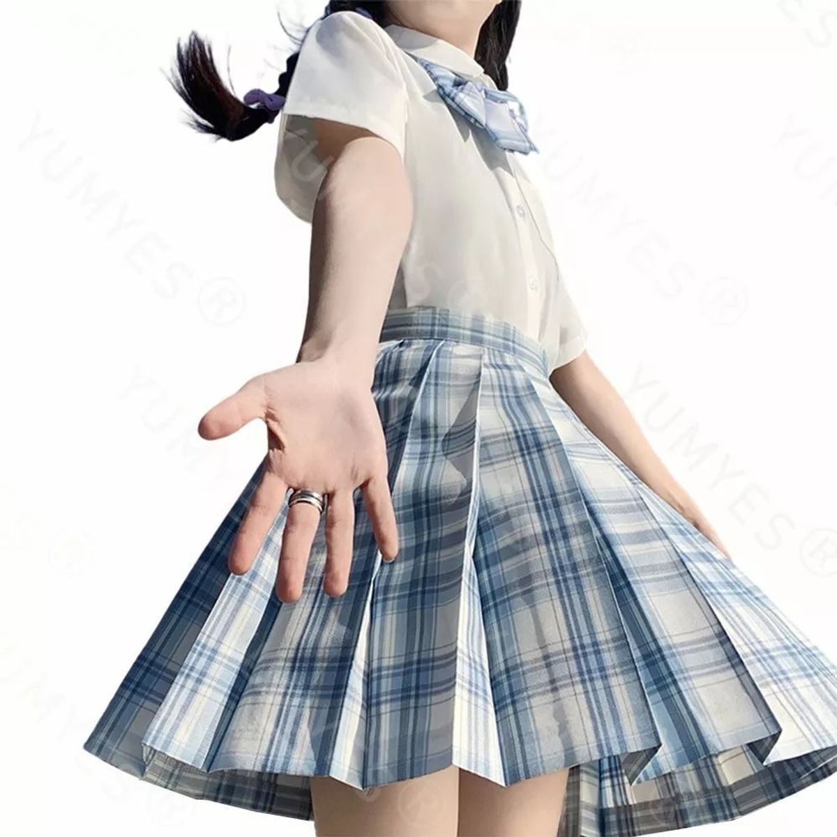BAALATHKKO5 - Falda Short Minifalda Plisada A Cuadros  Corbata De Lazo