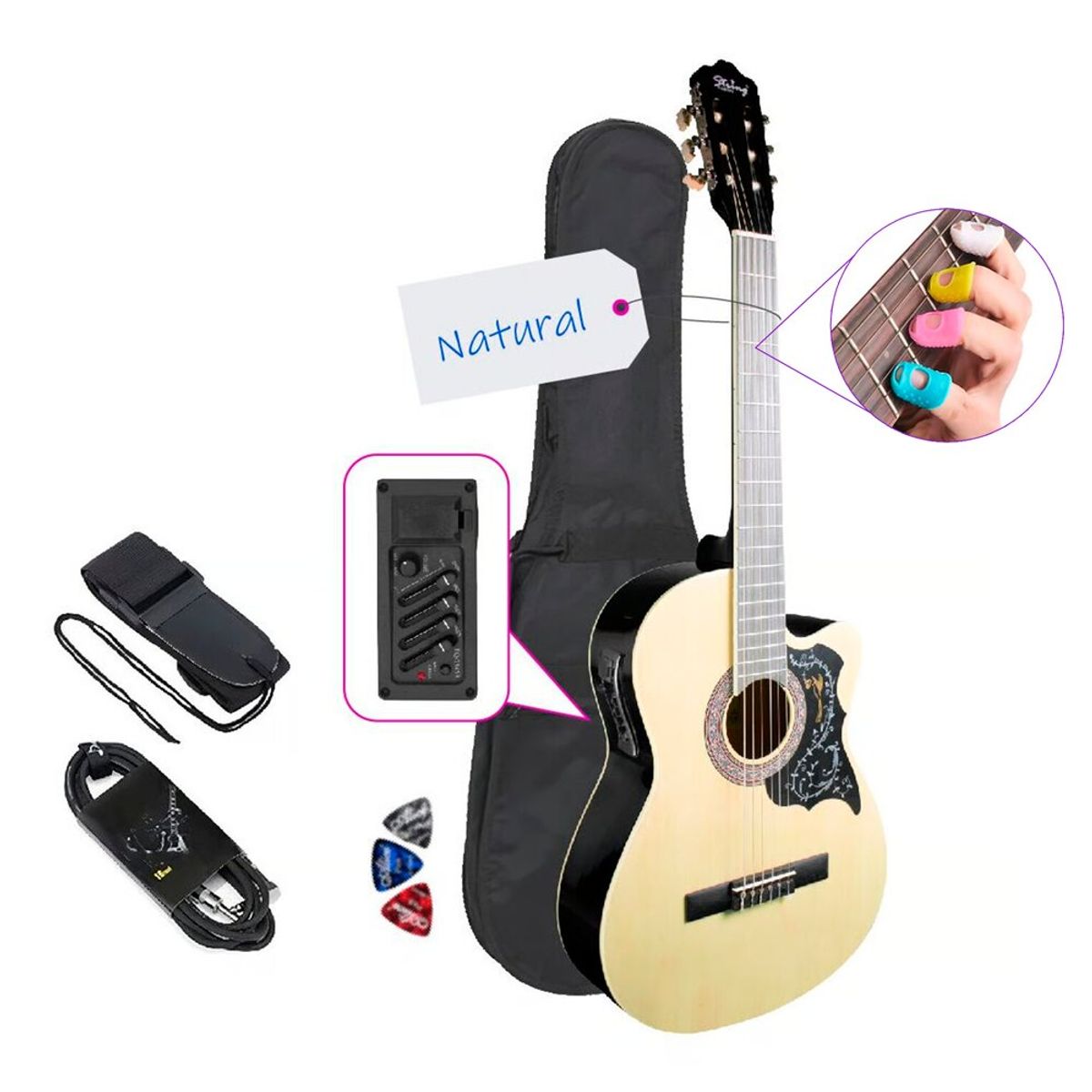 STRING GUITARS - GUITARRA ELECTROACUSTICA NYLON NATURAL