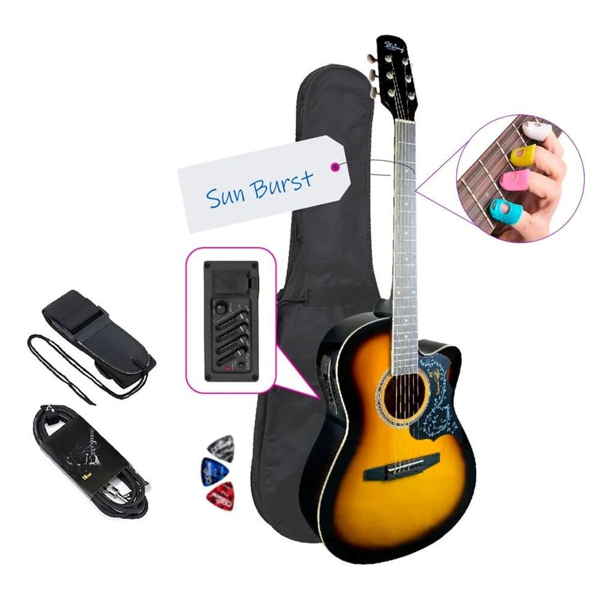 GENERICO - GUITARRA ELECTROACUSTICA METAL SUNBURST