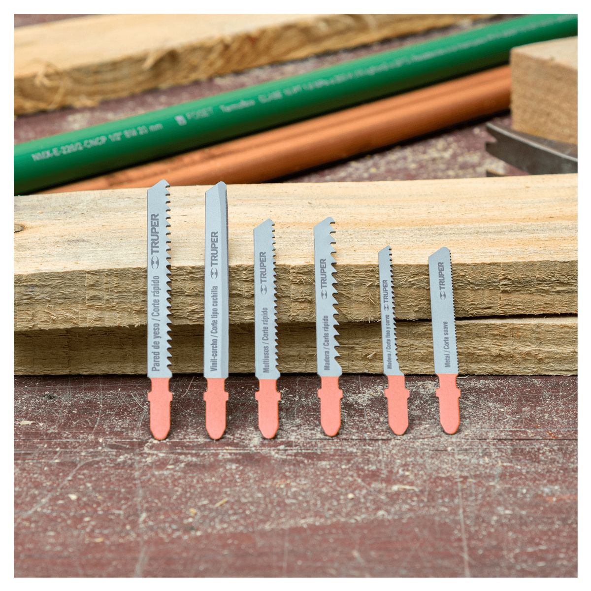 TRUPER -  Juego de 16 hojas de sierra para caladora zanco "t" corte recto