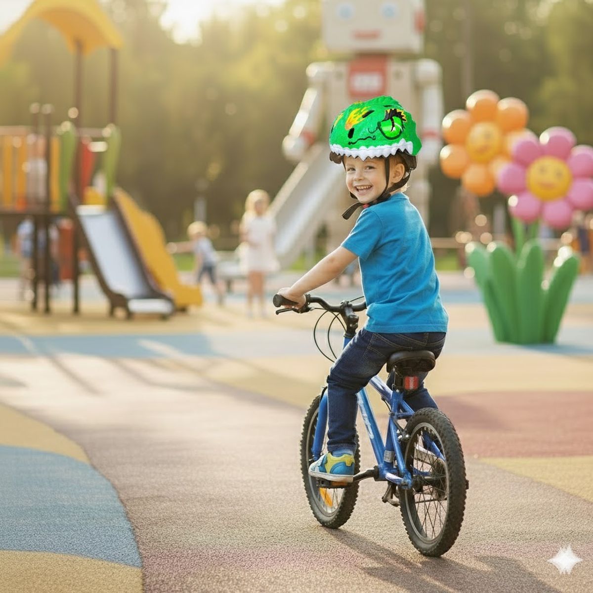 GENERICO - Casco de Bicicleta para Niños - Dino Verde
