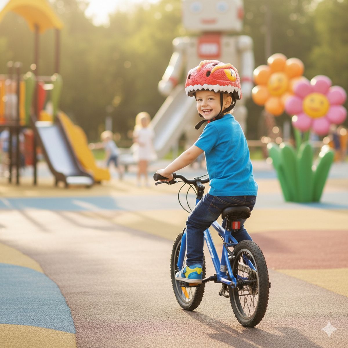 GENERICO - Casco de Bicicleta para Niños - Dino Rojo