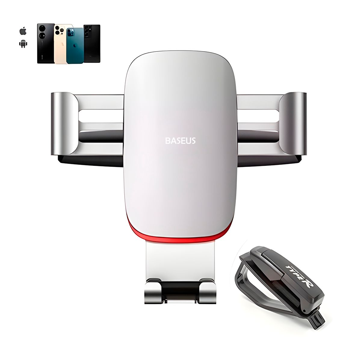 BASEUS - Soporte Holder para Celular Metálico Baseus Autos Sujetador de Lentes