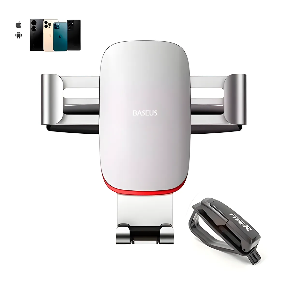 BASEUS - Soporte Holder para Celular Metálico Baseus Autos Sujetador de Lentes