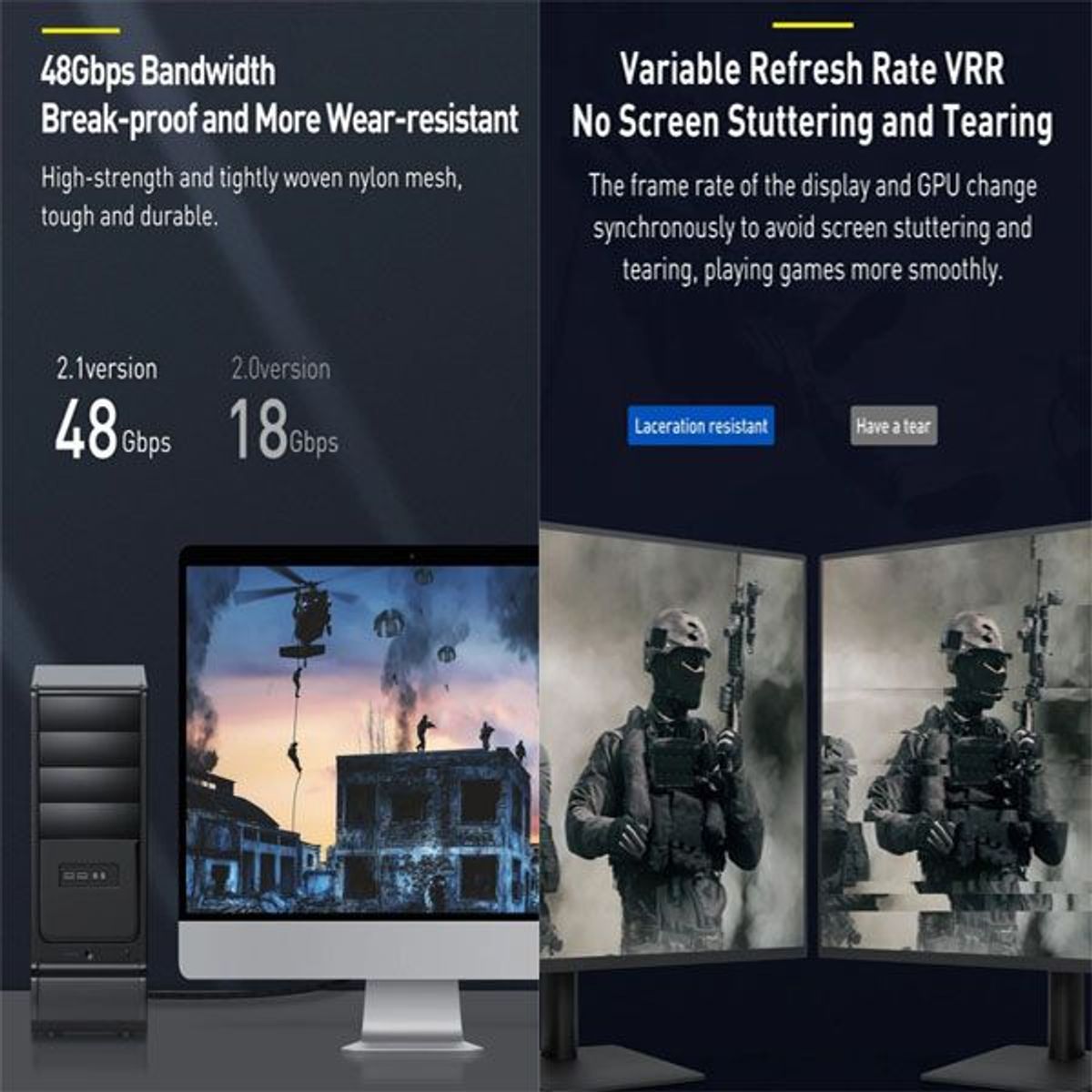 BASEUS - Cable BASEUS Digital 8K 3M HDMI 8K60Hz 4K120Hz PS5 PS4 Monitor