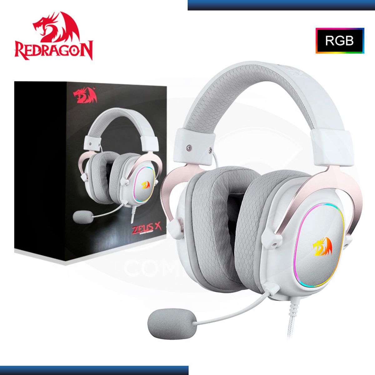 REDRAGON - Audífonos Gamer Redragon Zeus X H510W-RGB 7.1 Virtual White