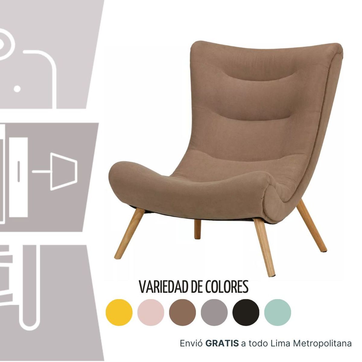 GENERICO - Butaca Lazy + Banqueta Living Furniture Beige