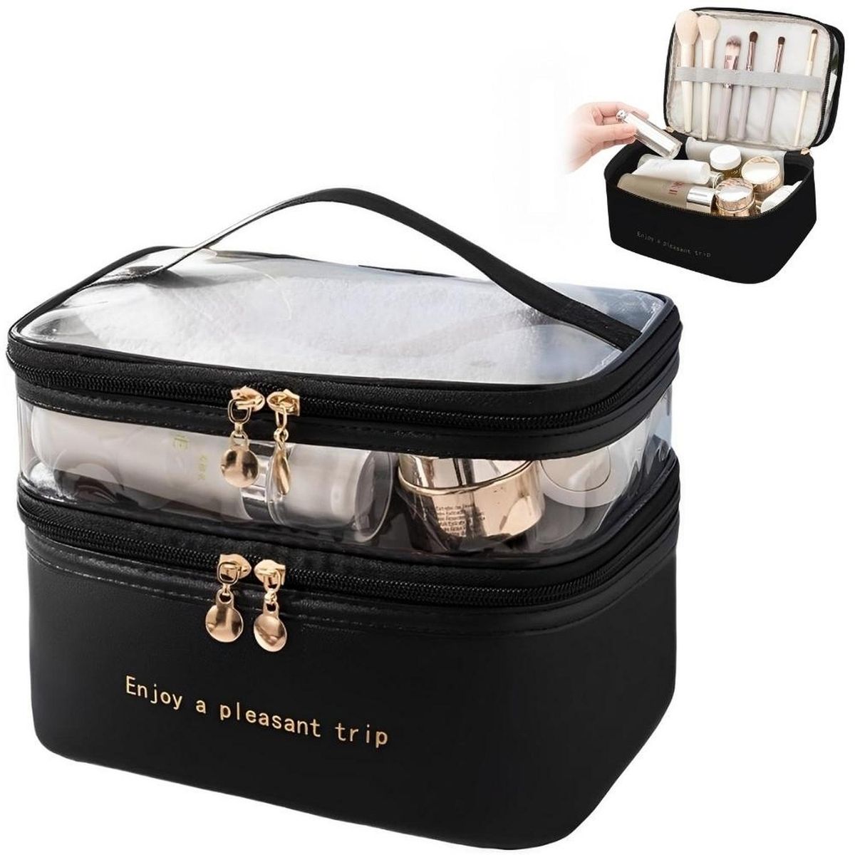 MINARI - Neceser Organizador de Maquillaje Cuero PU Bolso de Viaje 94V