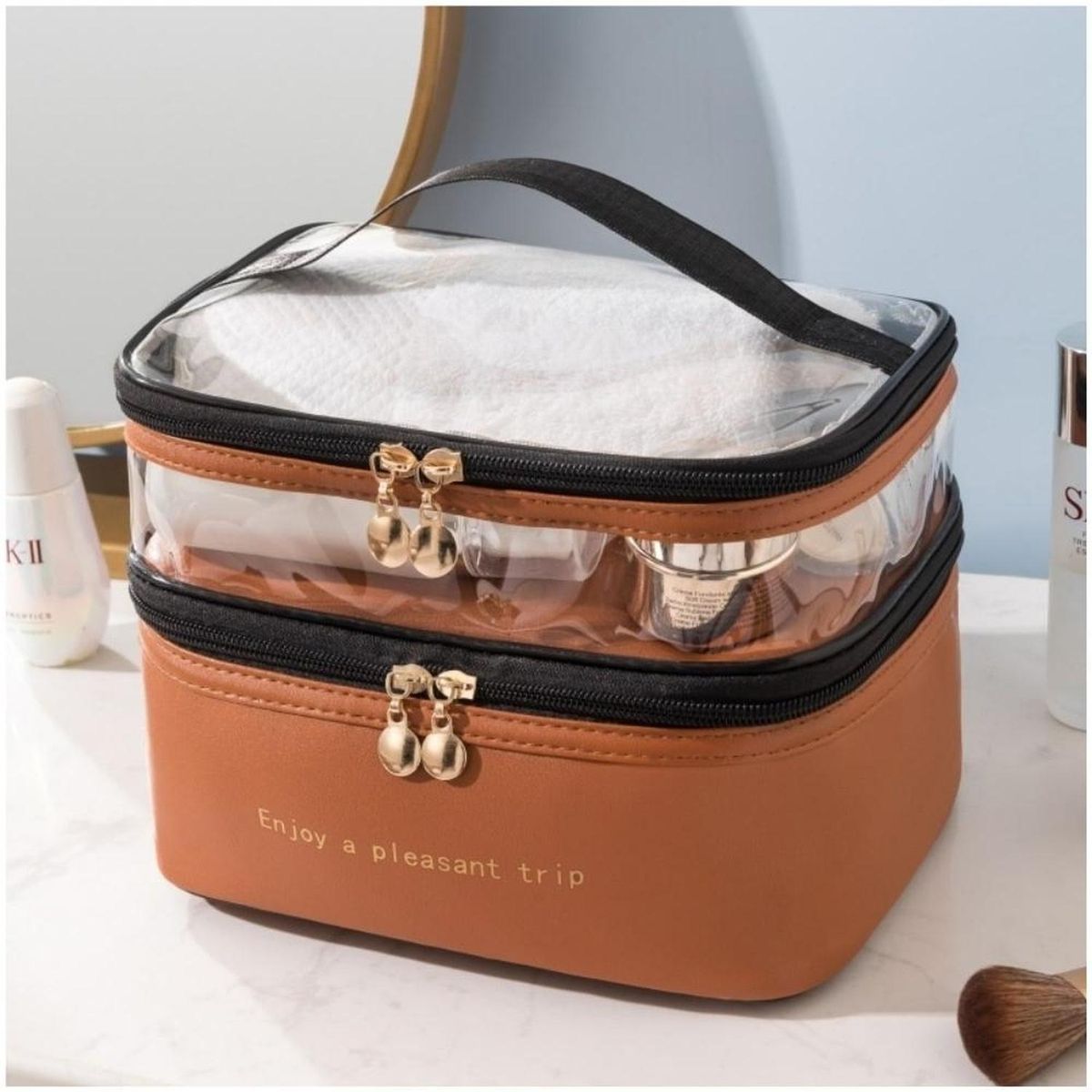 MINARI - Neceser Organizador de Maquillaje Cuero PU Bolso de Viaje MR 94V