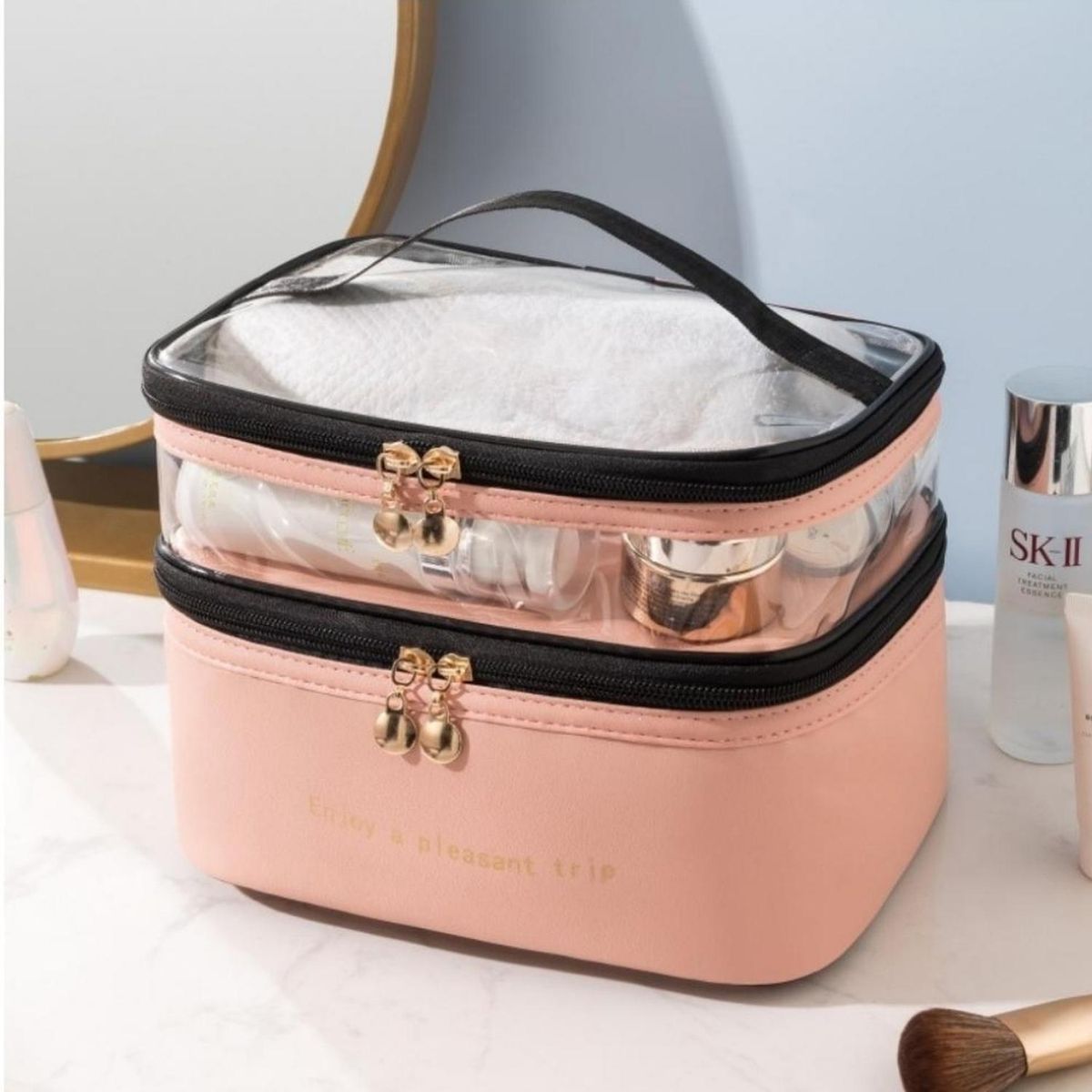 MINARI - Neceser Organizador de Maquillaje Cuero PU Bolso de Viaje RS 94V