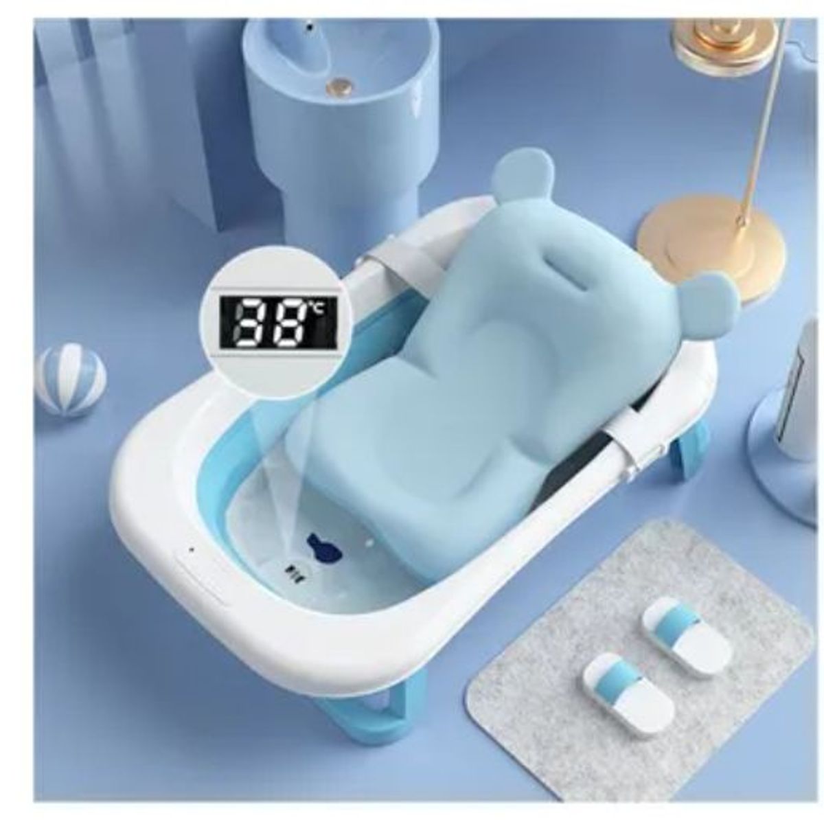 GENERICO - Tina Bañera Plegable y Portátil para Bebe Azul