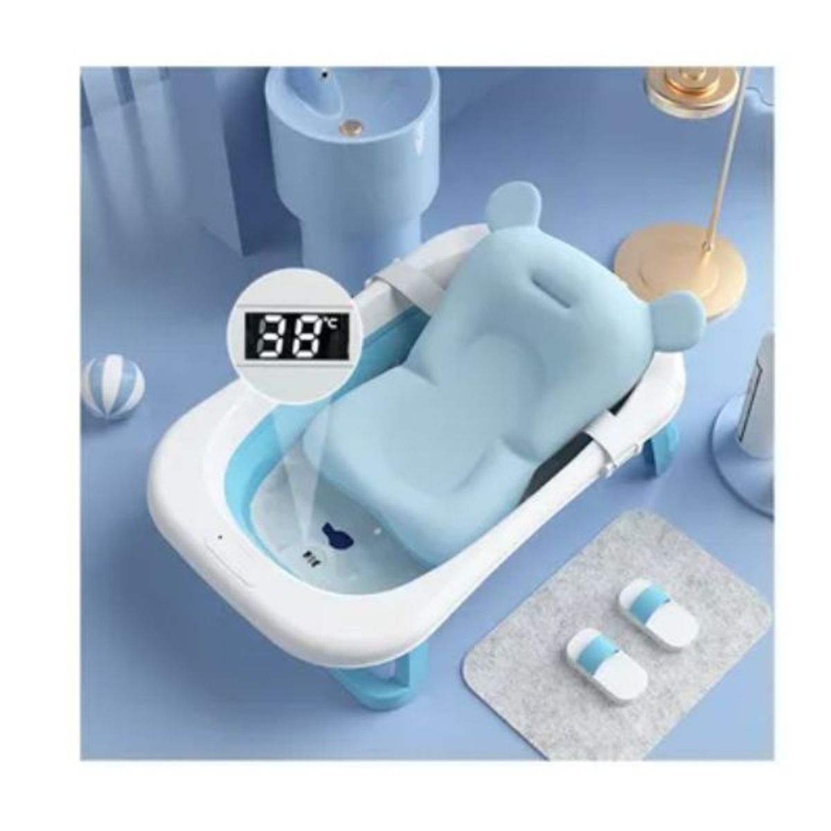 GENERICO - Tina Bañera Plegable y Portátil para Bebe Azul