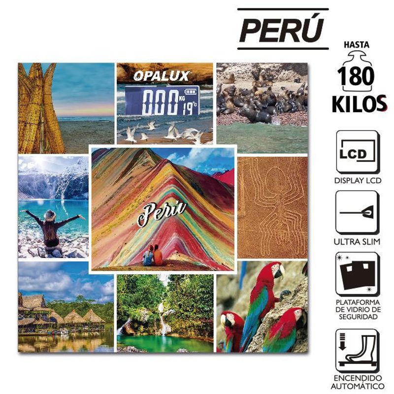 OPALUX - BALANZA ELECT. "OPALUX" 180 KILOS ULTRA SLIM PAISAJE PERU