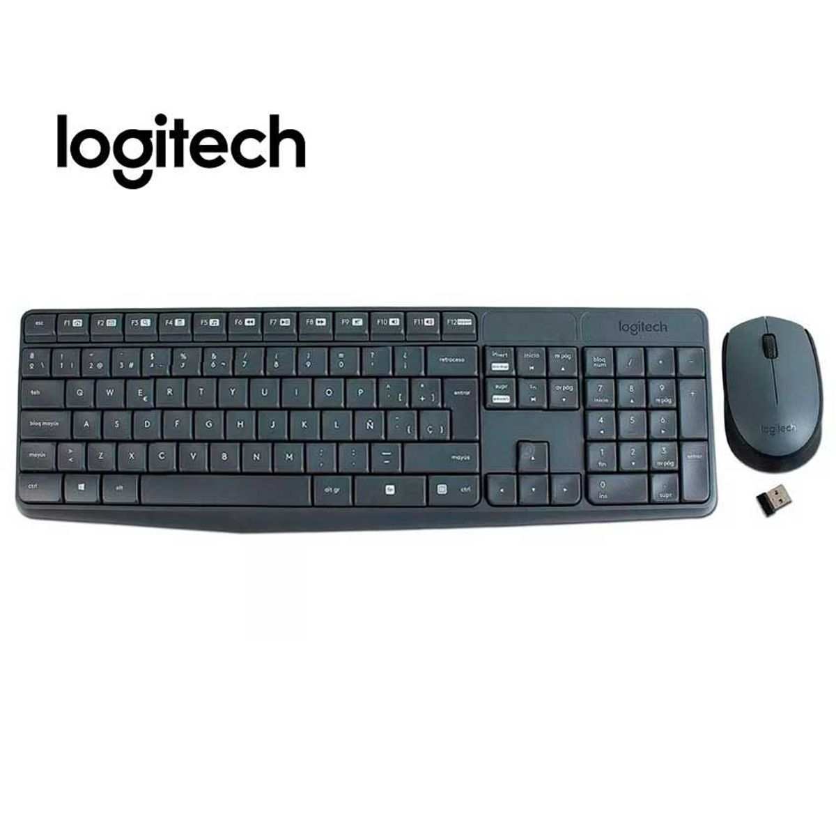 LOGITECH - Teclado y Mouse Inalámbrico Logitech MK235 USB Multimedia - Grafito