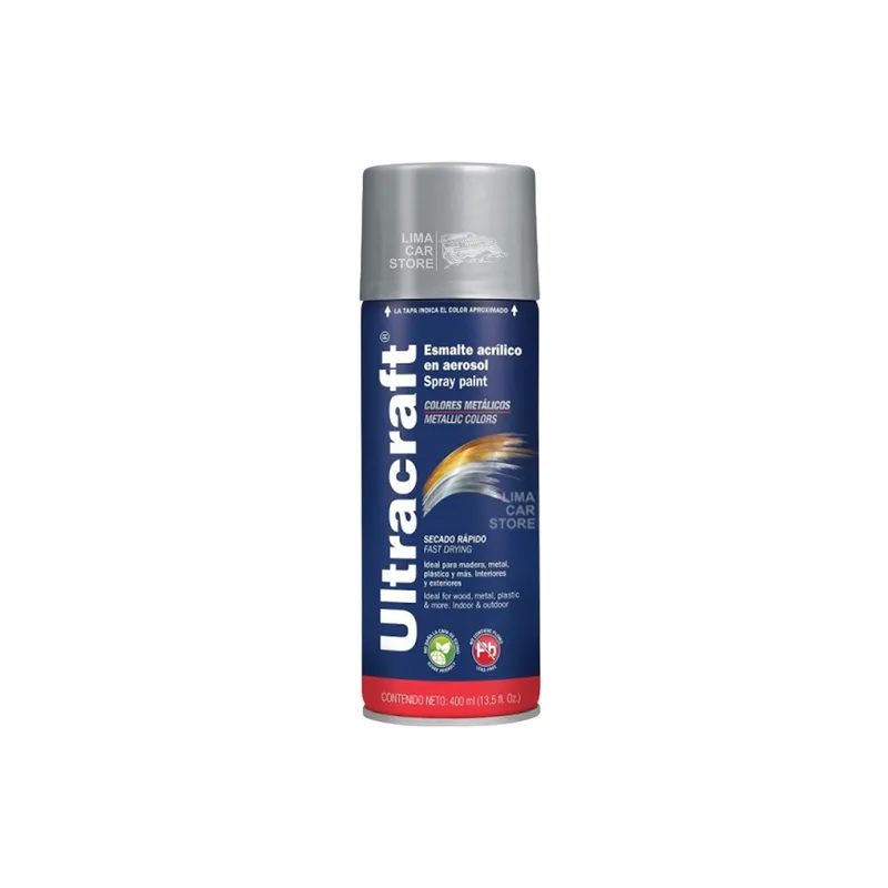 GENERICO - Pintura Spray Multiusos Plateado 400ml Madera metal plastico Aerosol