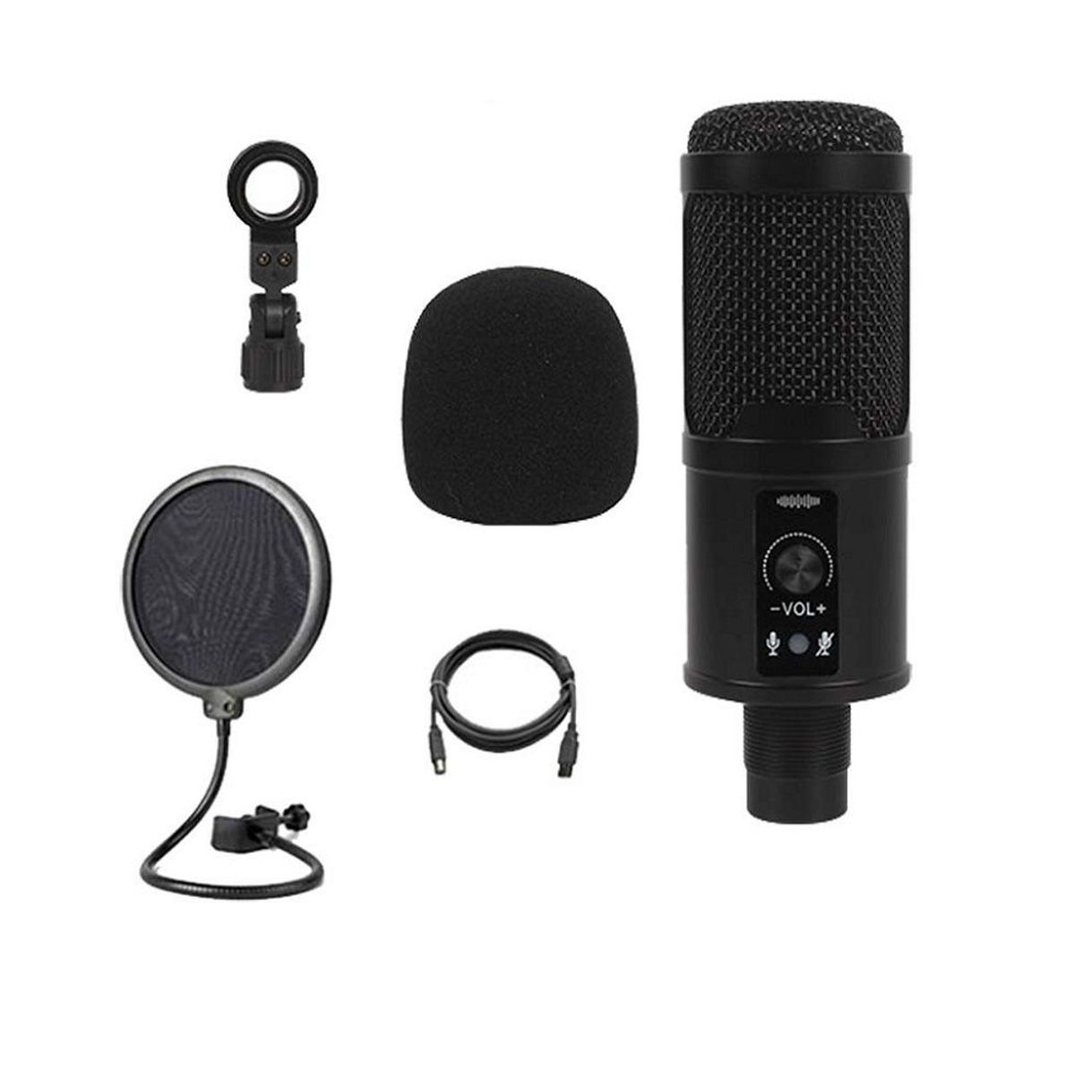 SEISA - Micrófono Condensador USB BM-65 StreamingEstudio  Soporte de Brazo