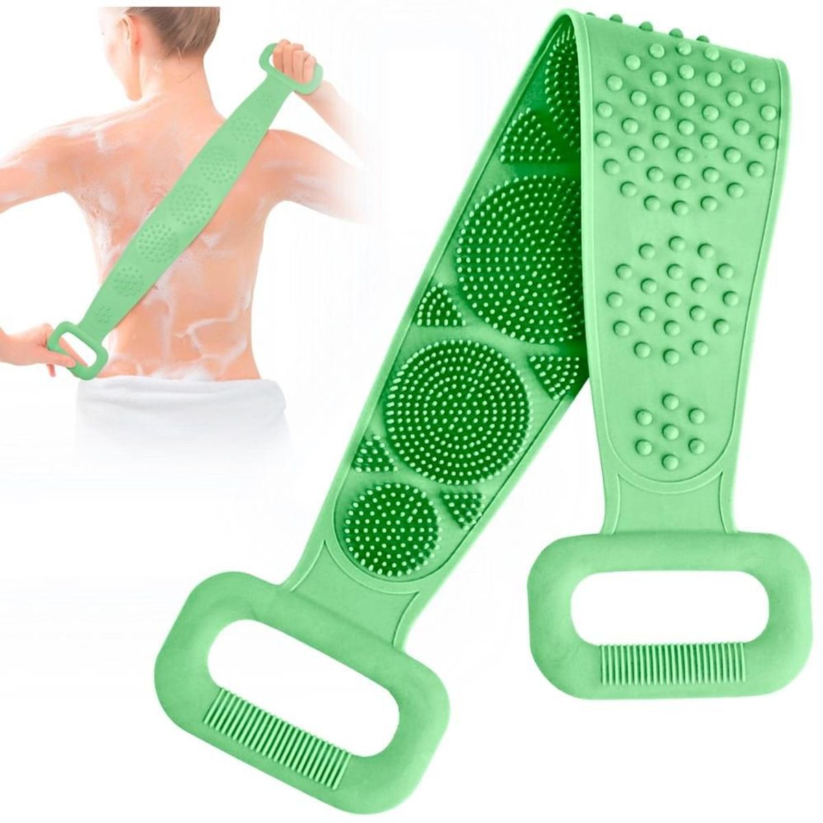 MINARI - Cepillo Masajeador Corporal de Silicona para Ducha Verde C60