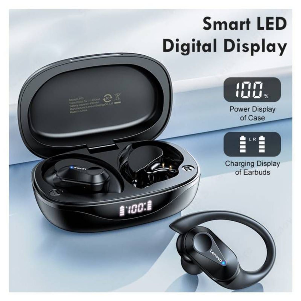 LENOVO - Auriculares bluetooth inalámbricos deportivos lenovo LP75